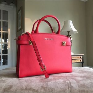 NWT Michael Kors Red Karla Satchel (Crossbody)